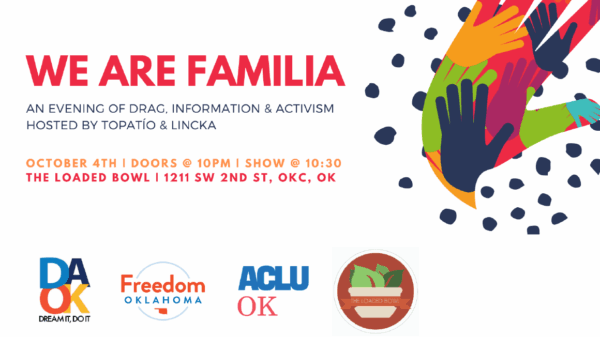 Poster for an evening of drag, information, and activism.