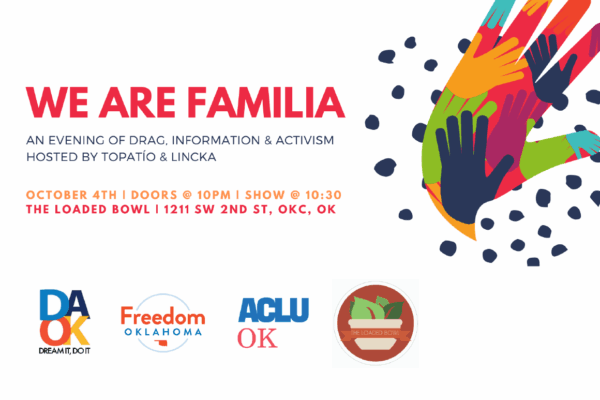 Poster for an evening of drag, information, and activism.