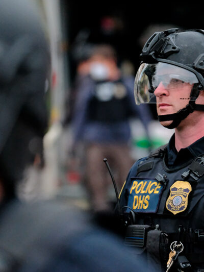 Federal agents move in to re-open the Immigration and Customs Enforcement (ICE) office in Portland, Oregon.