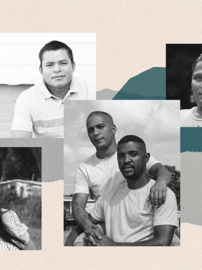 Collage of seven immigrants who share their experiences of being detained during the COVID-19 crisis.