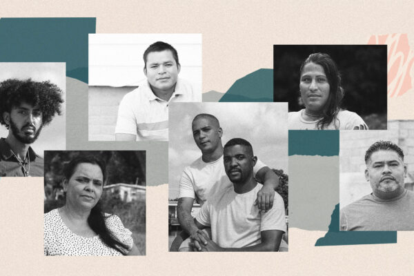 Collage of seven immigrants who share their experiences of being detained during the COVID-19 crisis.