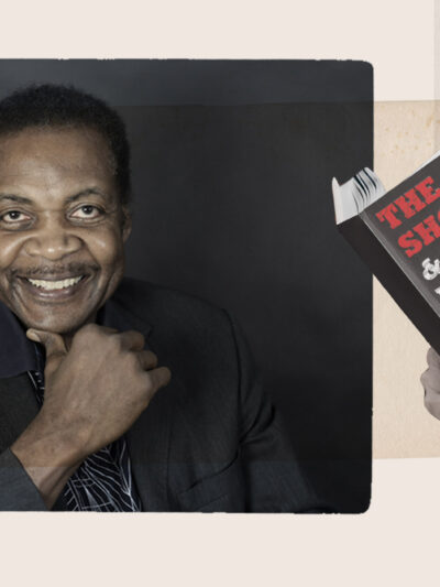A collage of headshot of Ellis Cose and hands holding his new book, "The Short Life and Curious Death of Free Speech."