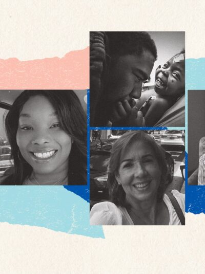 Five black and white photos of voters who want to vote by mail