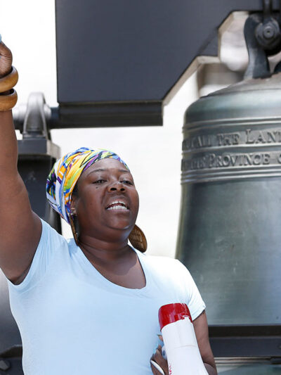 Valencia Robinson with Mississippi In Action, a reproductive justice organization, addresses abortion rights advocates.