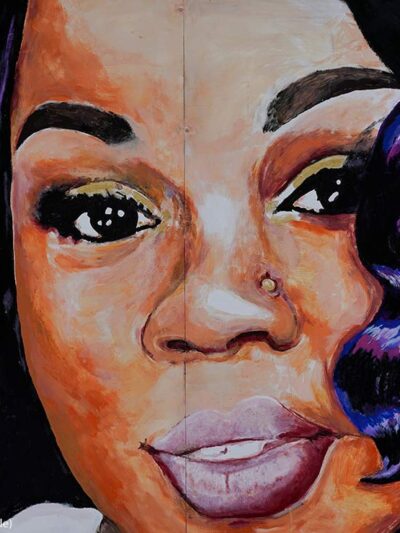 Close up image of a mural of Breonna Taylor