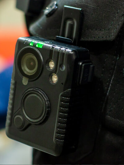 A police body camera is shown