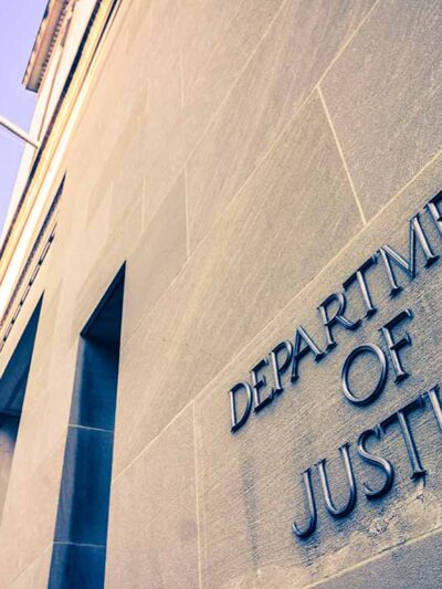 he northern facade of the Department of Justice building in the Nation's capital .