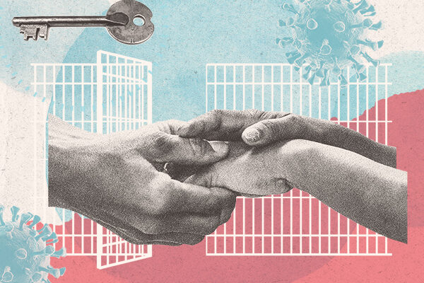 hands reaching out and a key