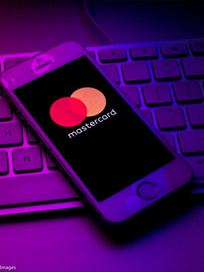 Mastercard symbol on a phone.