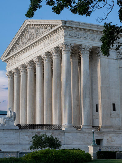 Side profile of the Supreme Court in Washington, DC
