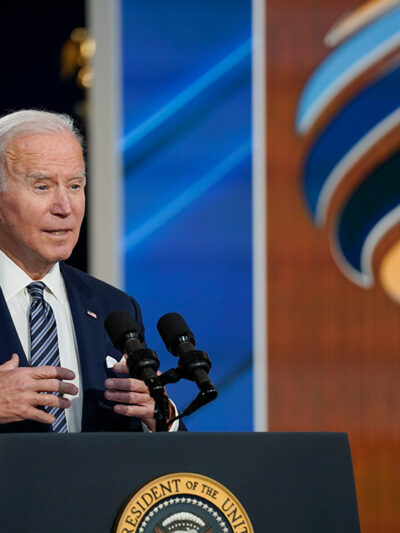 President Joe Biden speaks at the virtual Summit for Democracy.