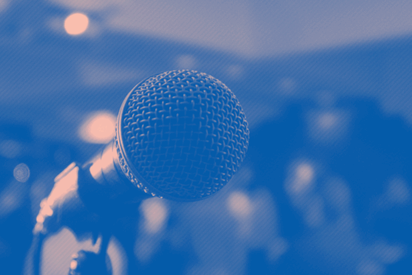 Blue and pink microphone