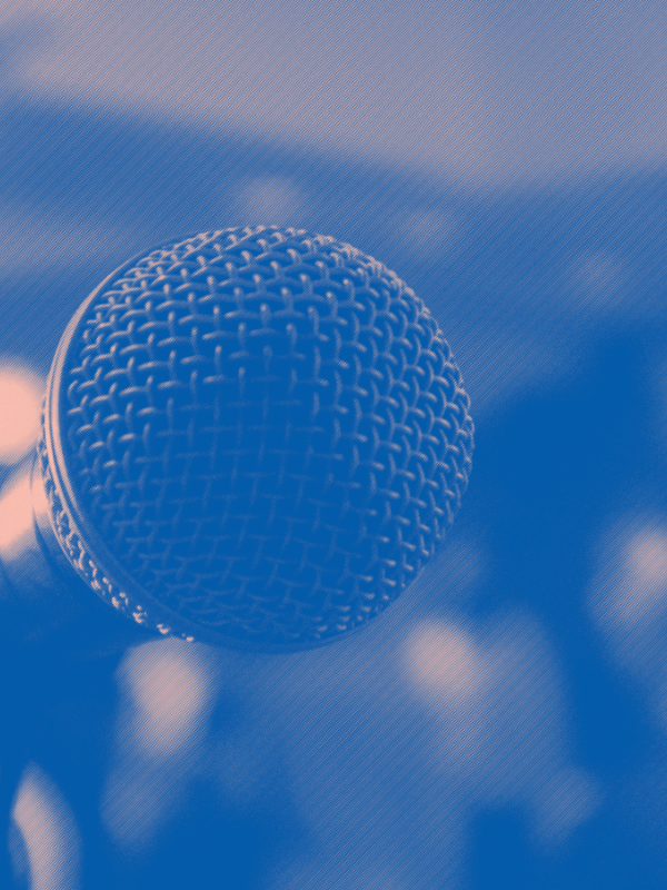 Blue and pink microphone