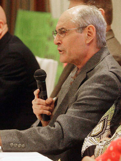 Stephen Pevar discussing unjust illegal actions taken against Native American families by the state of South Dakota at a press conference.