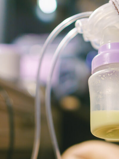 An individual breast pumping.