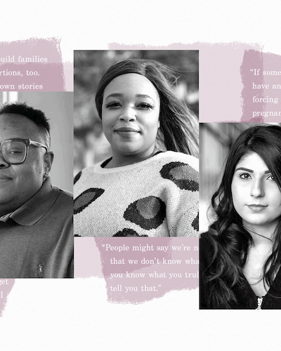 A collage of portraits of the five storytellers: Angel Kai, Veronika Granado, Cazembe Jackson, Briana McLennon, and Maleeha Aziz