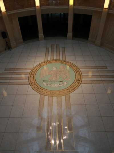 The floor of the rotunda in New Mexico's Capitol building.