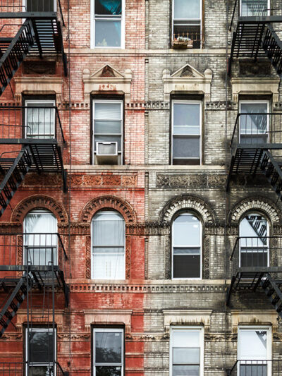 A row of apartment buildings.