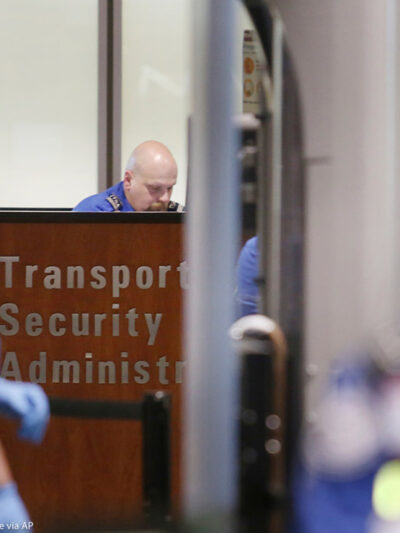 A TSA security check point.