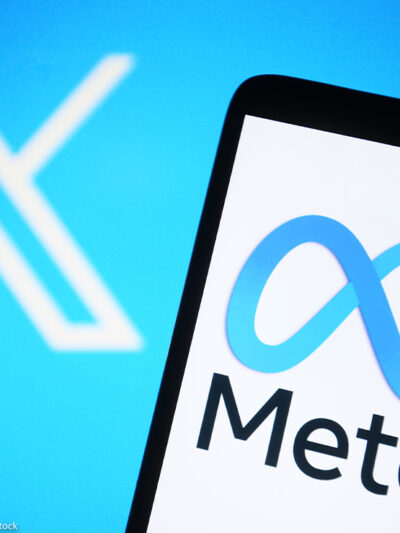 Logos of the social media platforms X and Meta.