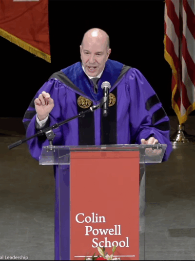 Anthony Romero giving the commencement speech at the Colin Powell School of City College of New York.
