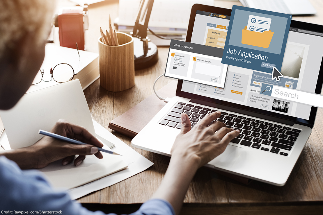 Person applying for a job online.