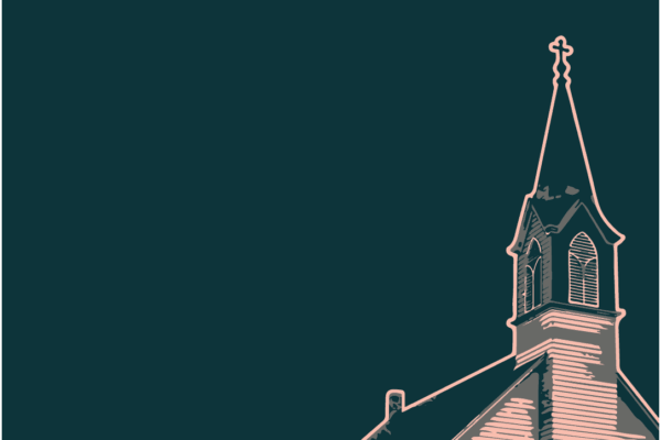 School bus and church