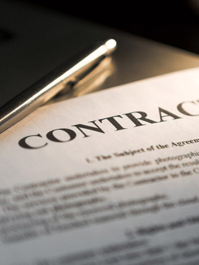 A document that says "contract."