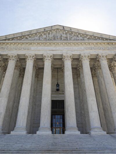 An exterior shot of the Supreme Court of the United States building.