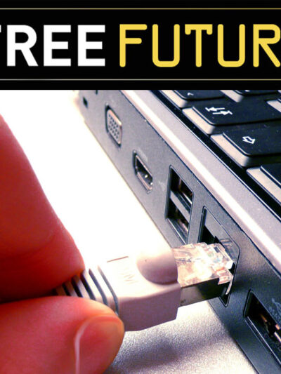 Two fingers disconnecting a network cable from a computer