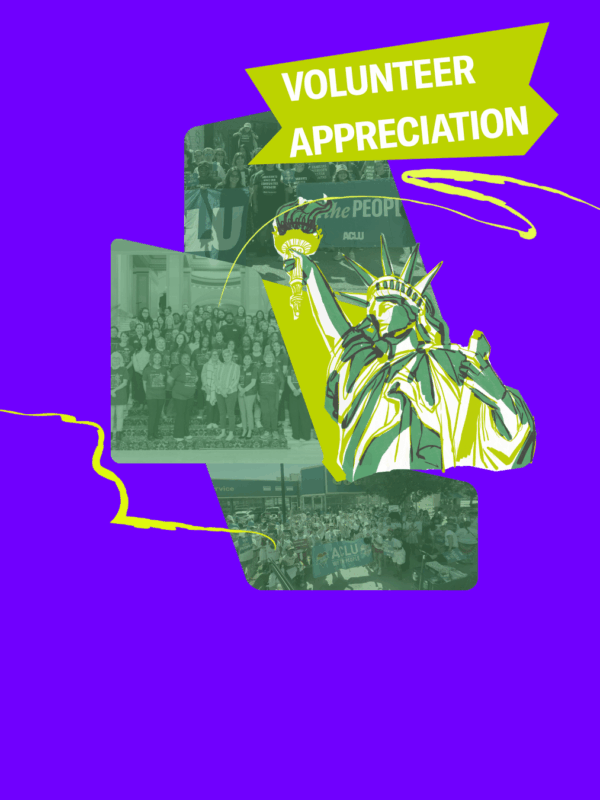 Purple background with people and a QR code to scan