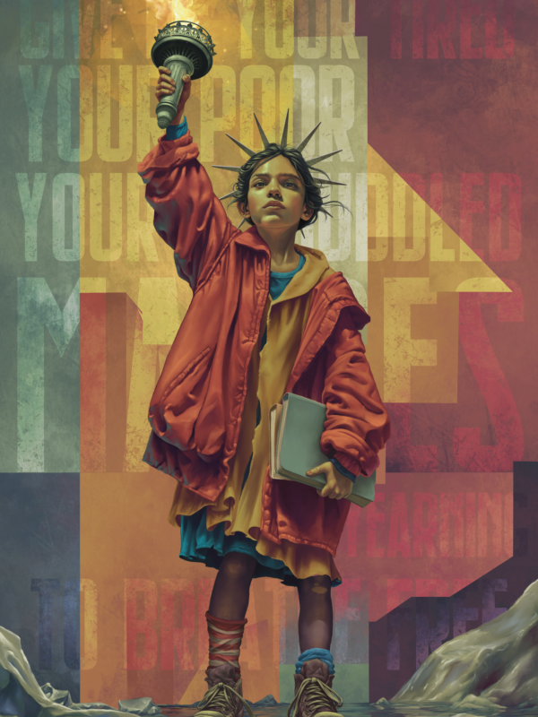 Child dressed as the Statue of Liberty