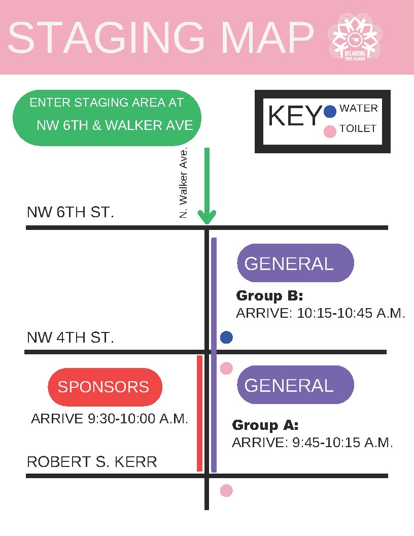 Staging area map for OKC PrideFest 2026