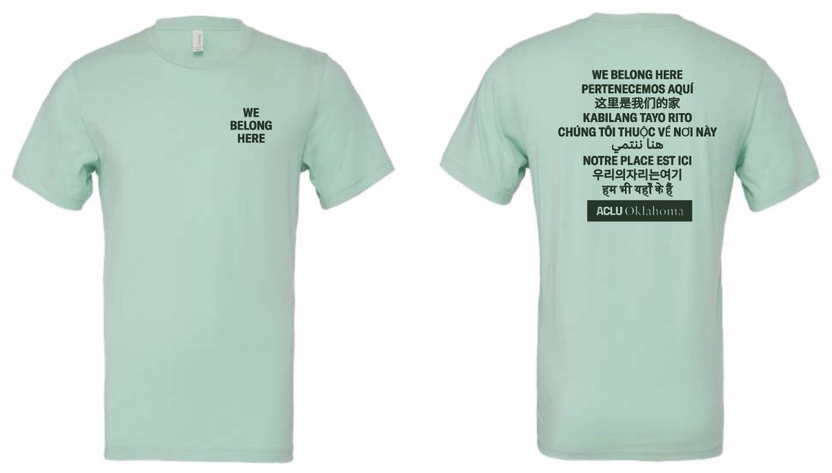T-Shirt for the parade in light green with dark green words