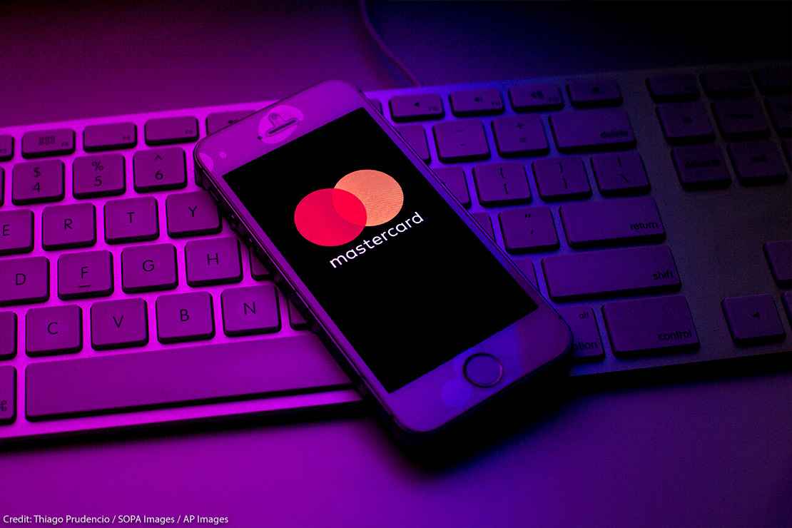 Mastercard symbol on a phone.