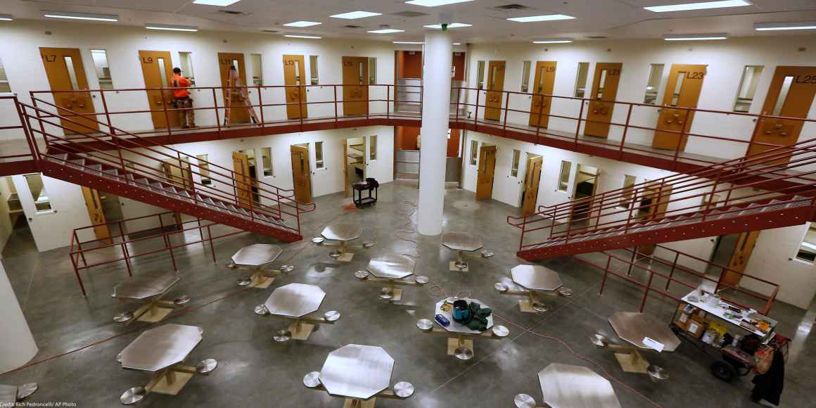 Inmate housing area in a California prison.