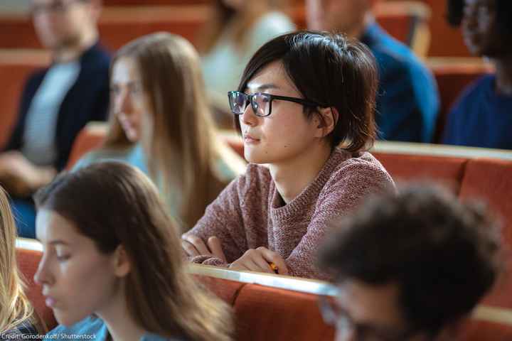 A racially-diverse classroom setting.