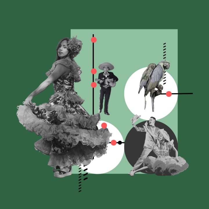 Green background with images celebrating Hispanic Heritage Month