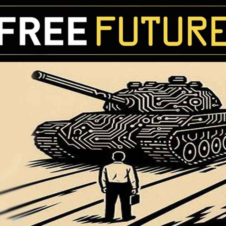 A man standing in front of a tank styled like silicon to represent AI