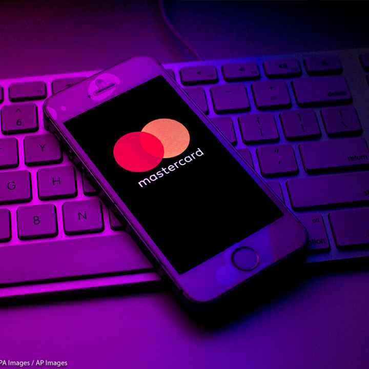 Mastercard symbol on a phone.
