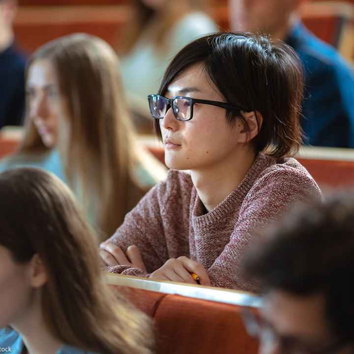 A racially-diverse classroom setting.