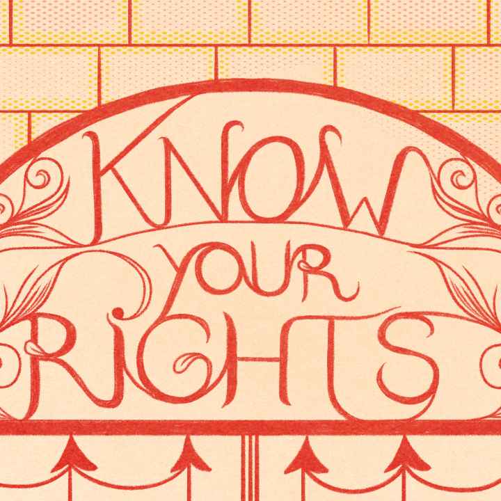 A comic graphic that says Know Your Rights.